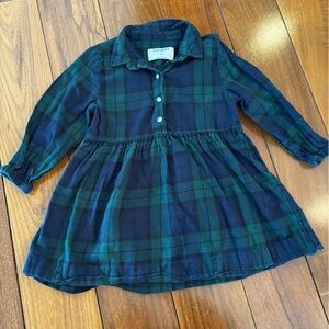 Green and Blue Plaid Button-Up Dress